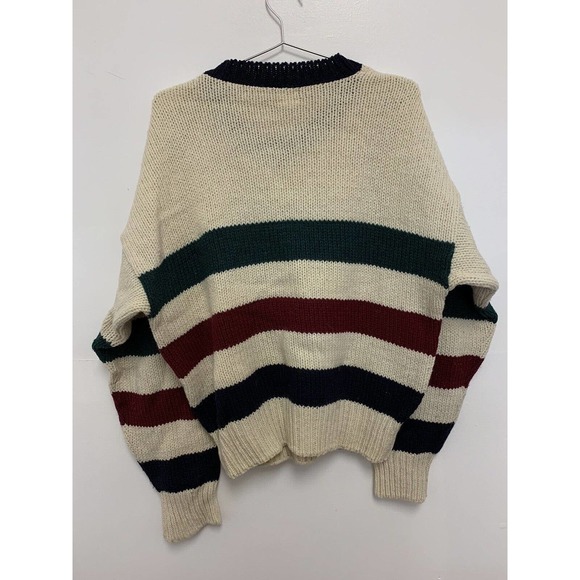 Vintage Brooks Brothers Brooksgate Wool Cream Striped Extra Large Sweater - Picture 2 of 5